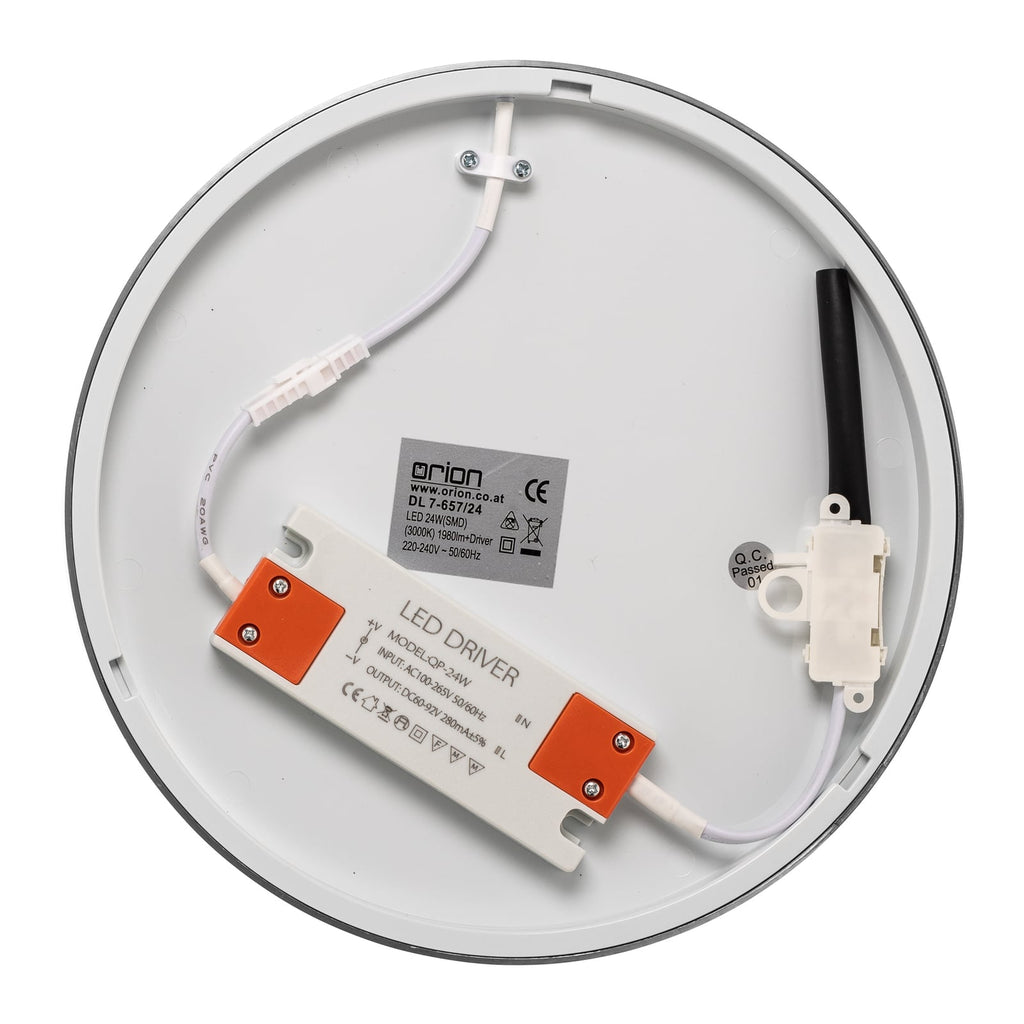 LED taklampe Bully matt nikkel akryl Ø24 cm 24W lysdetalj