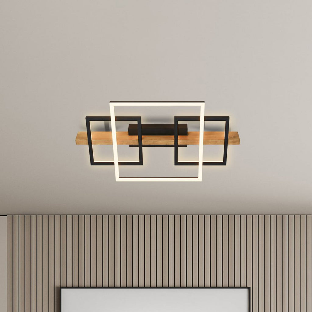 LED taklampe Cadre dimbar tre/svart 55x30 cm forfra