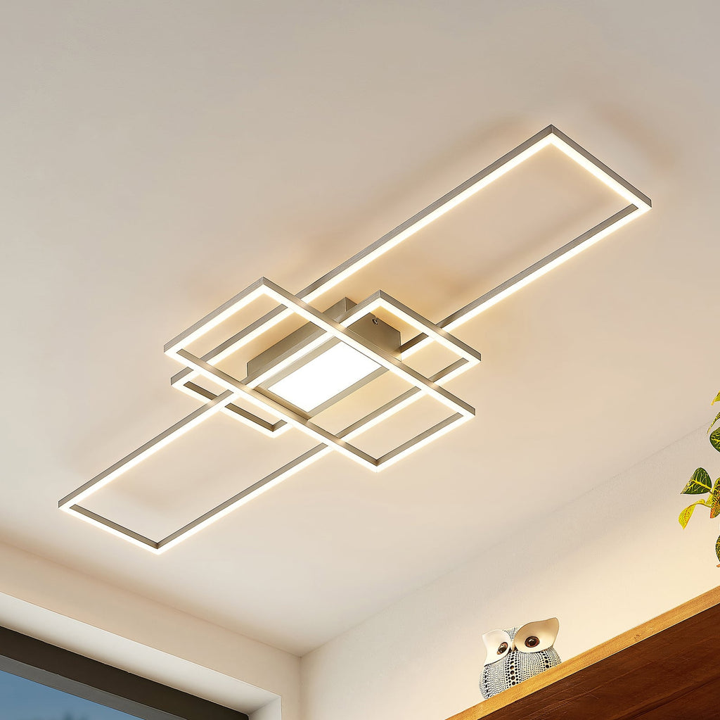 LED taklampe Caitlin nikkel forfra