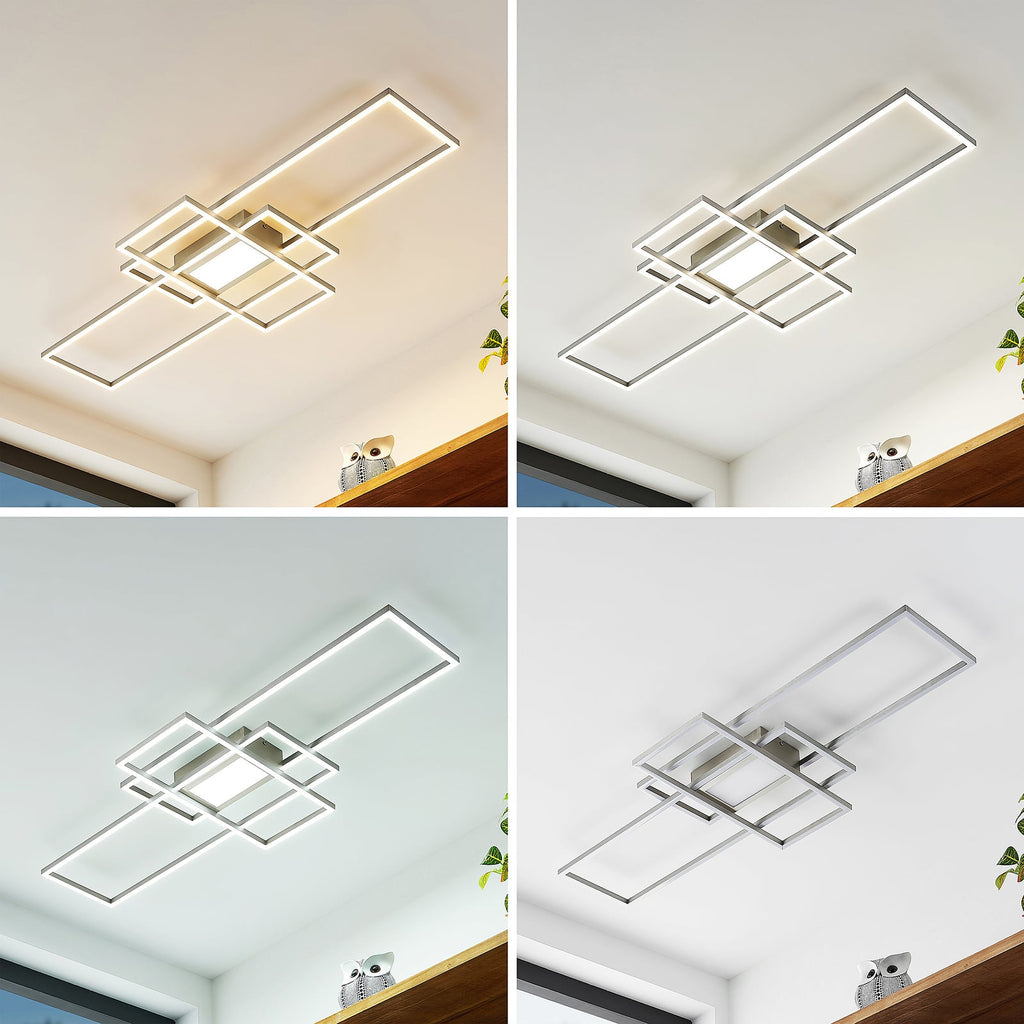LED taklampe Caitlin nikkel detalj av rammer