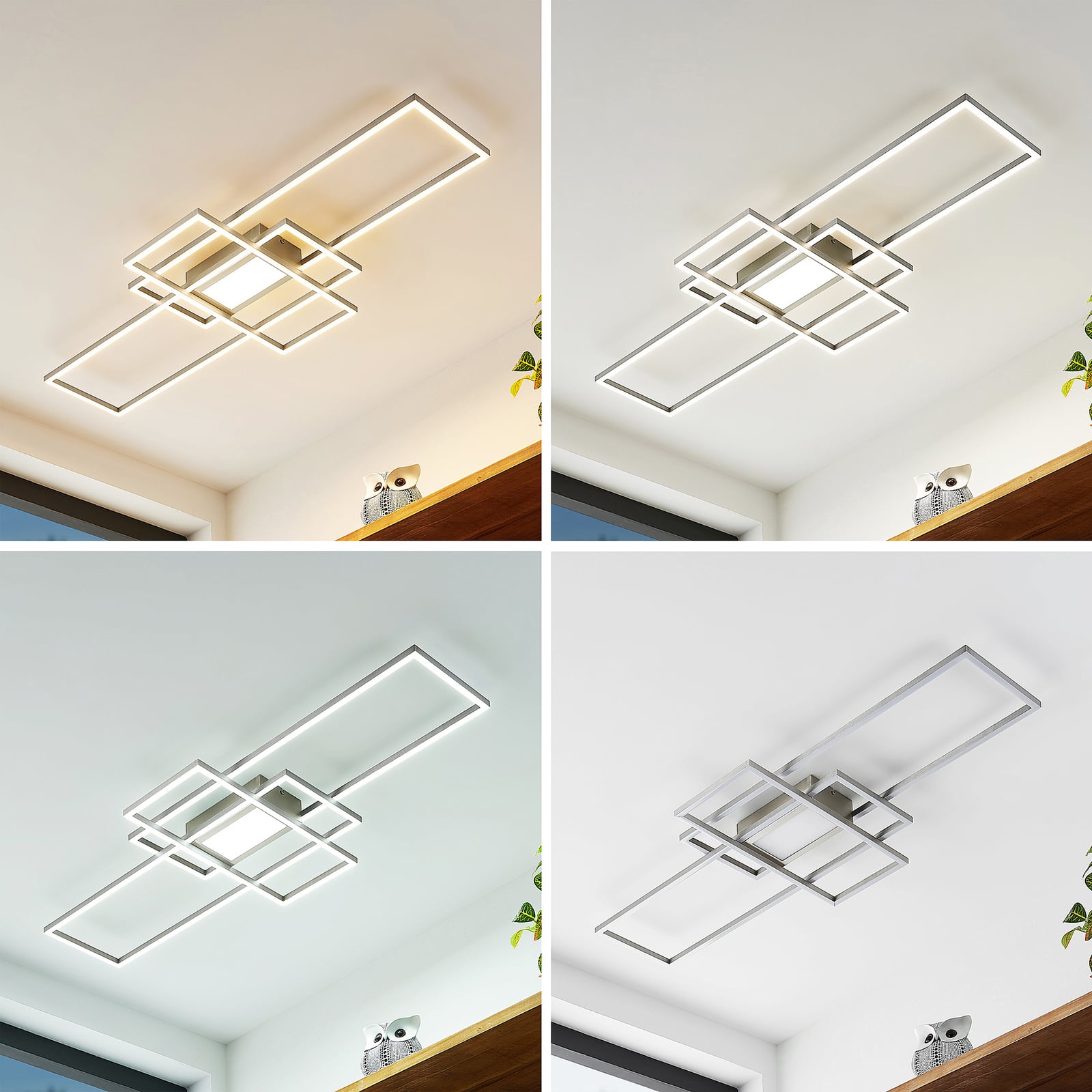LED taklampe Caitlin nikkel detalj av rammer