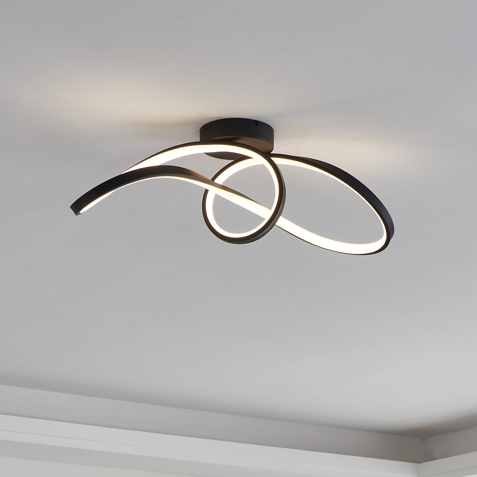 LED taklampe Calarossa-Z smart CCT RGB svart aluminium forfra