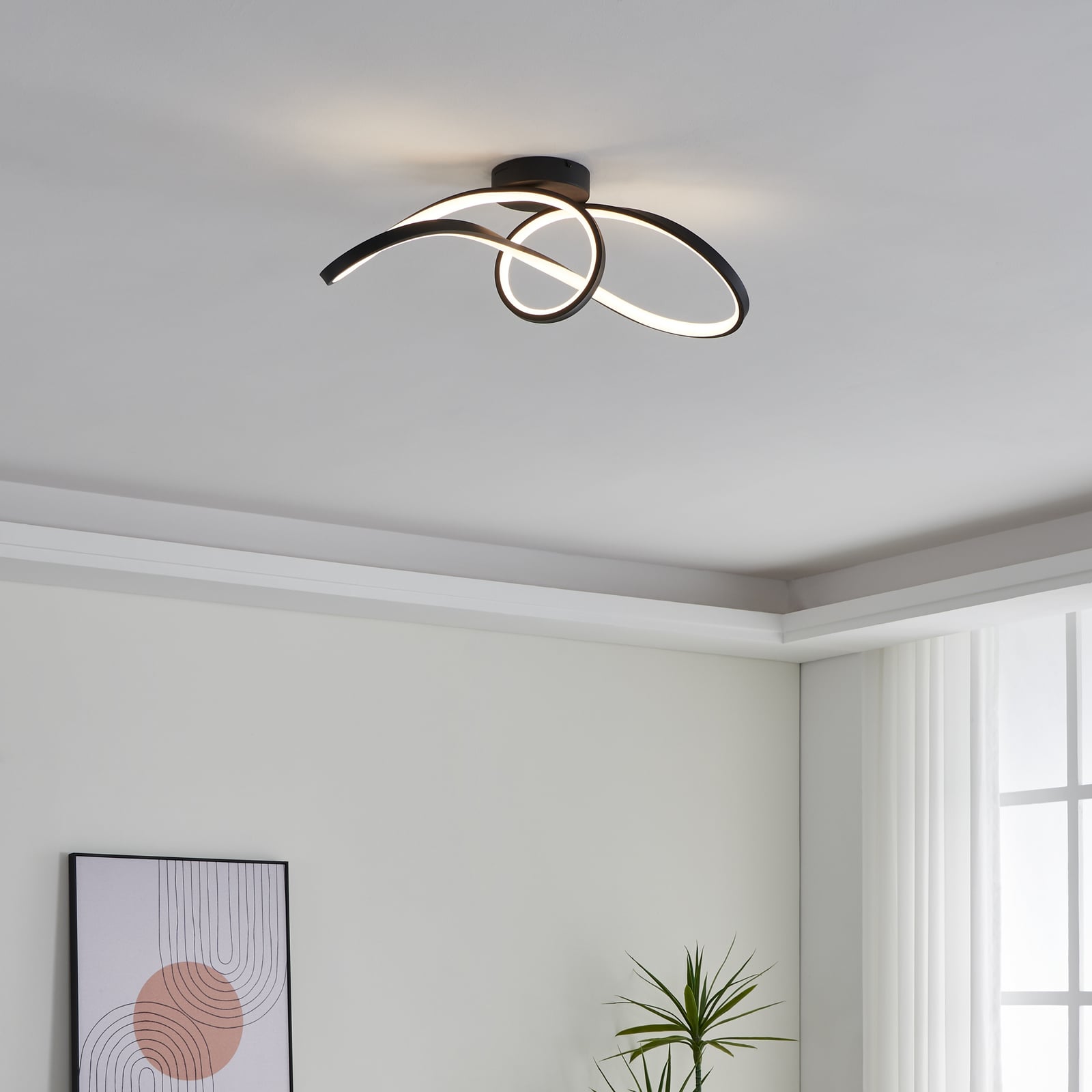 LED taklampe Calarossa-Z smart CCT RGB svart aluminium bakside
