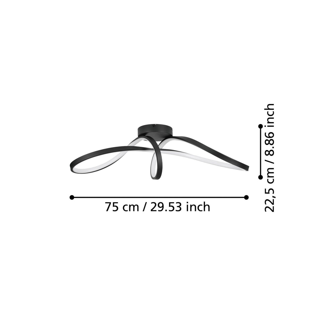 Detalj av LED taklampe Calarossa-Z smart CCT RGB svart aluminium
