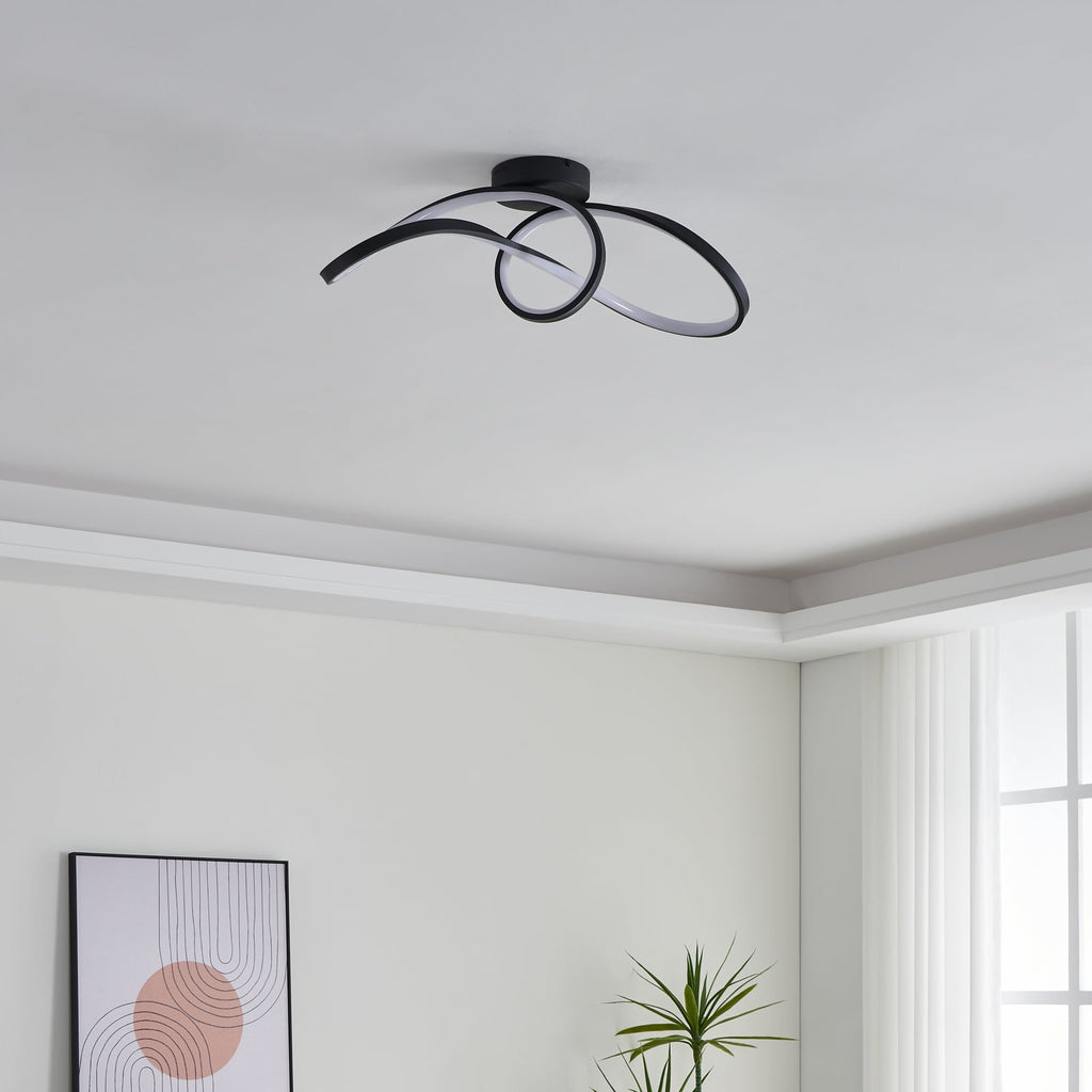Montert LED taklampe Calarossa-Z smart CCT RGB svart aluminium i rom