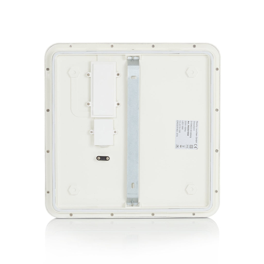 LED-taklampe Camillus kvadratisk dimbar 30x30 cm IP44 detalj av dimmer