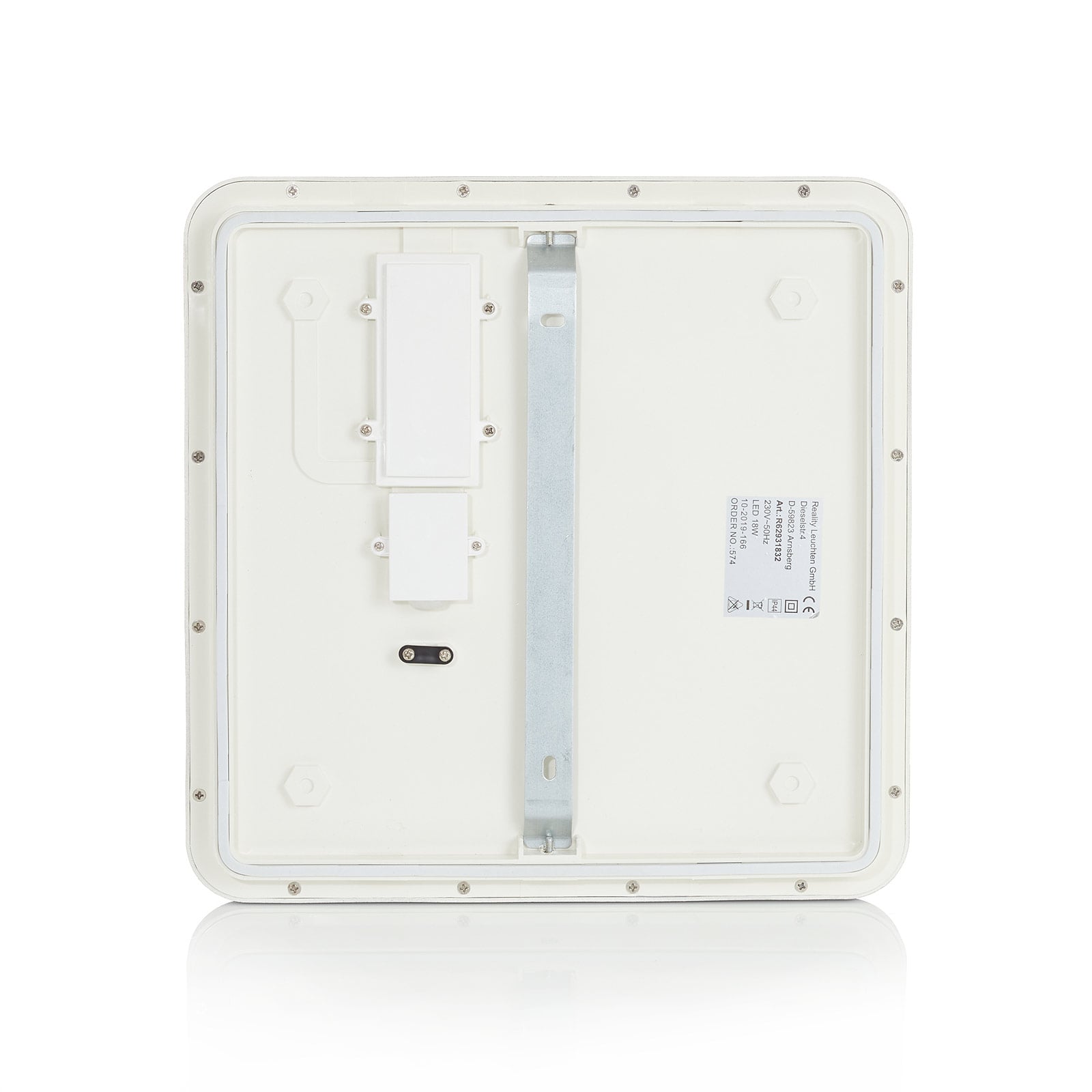 LED-taklampe Camillus kvadratisk dimbar 30x30 cm IP44 detalj av dimmer