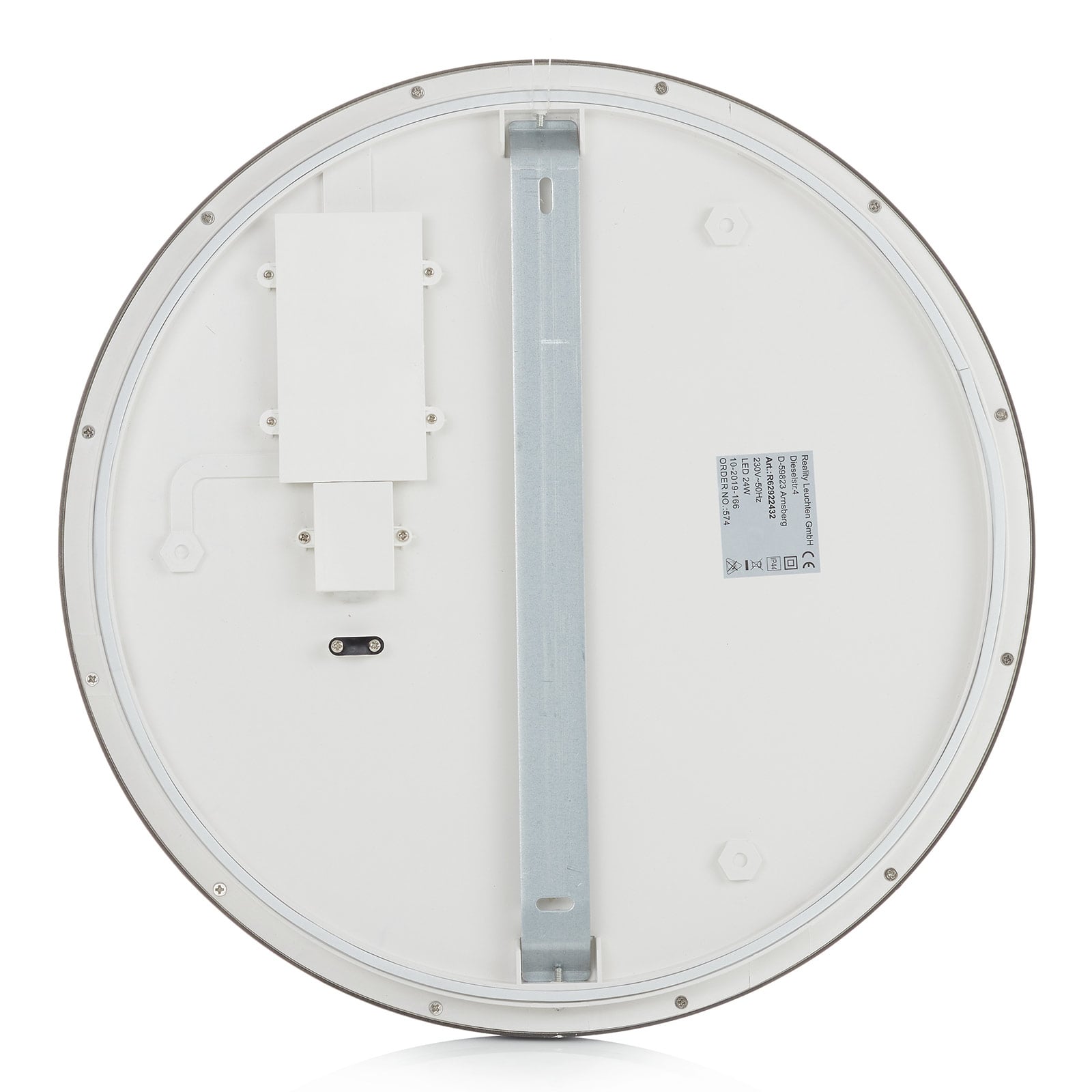 LED taklampe Camillus rund dimbar svart/hvit Ø40 cm lysdetalj