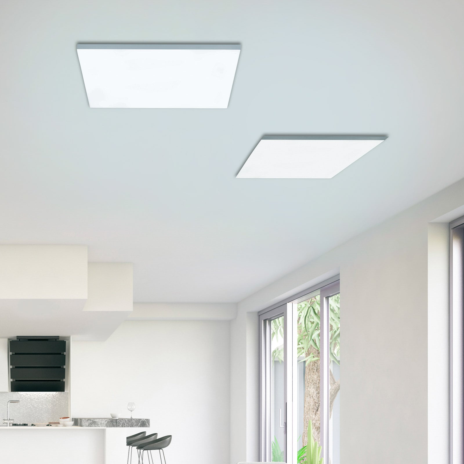 LED taklampe Canvas dimbar CCT 60x60 cm med fjernkontroll bakside
