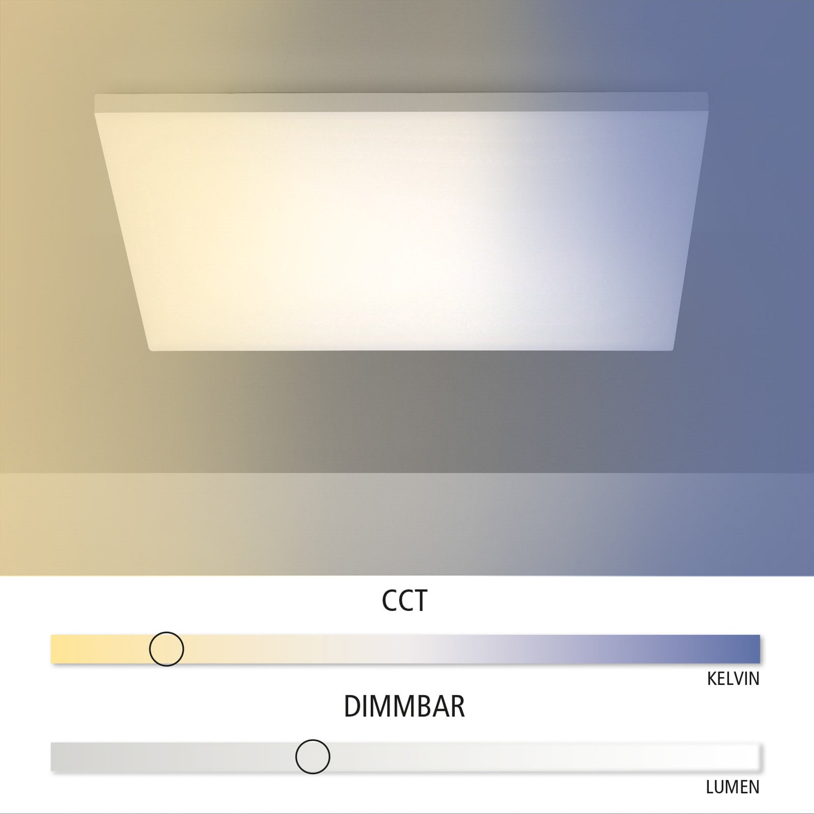 LED taklampe Canvas dimbar CCT 60x60 cm med fjernkontroll sideprofil