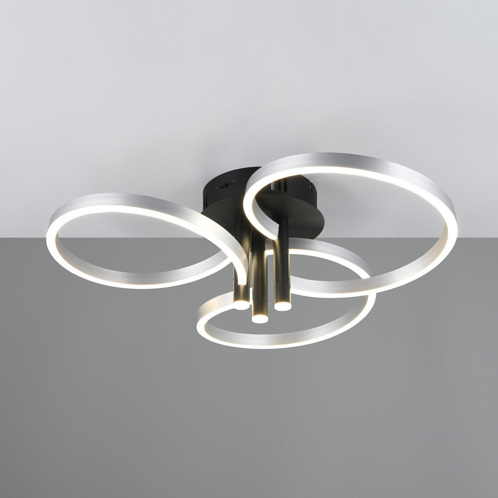 LED-taklampe Caruso aluminium/svart nærbilde av lampe