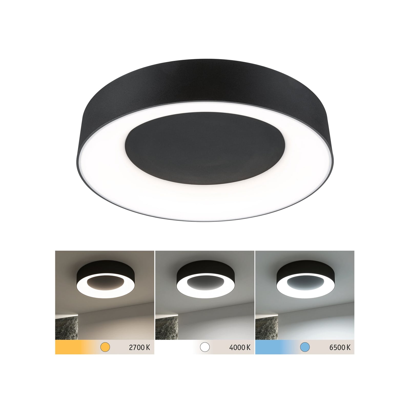 LED taklampe Casca baderomslampe forfra svart IP44