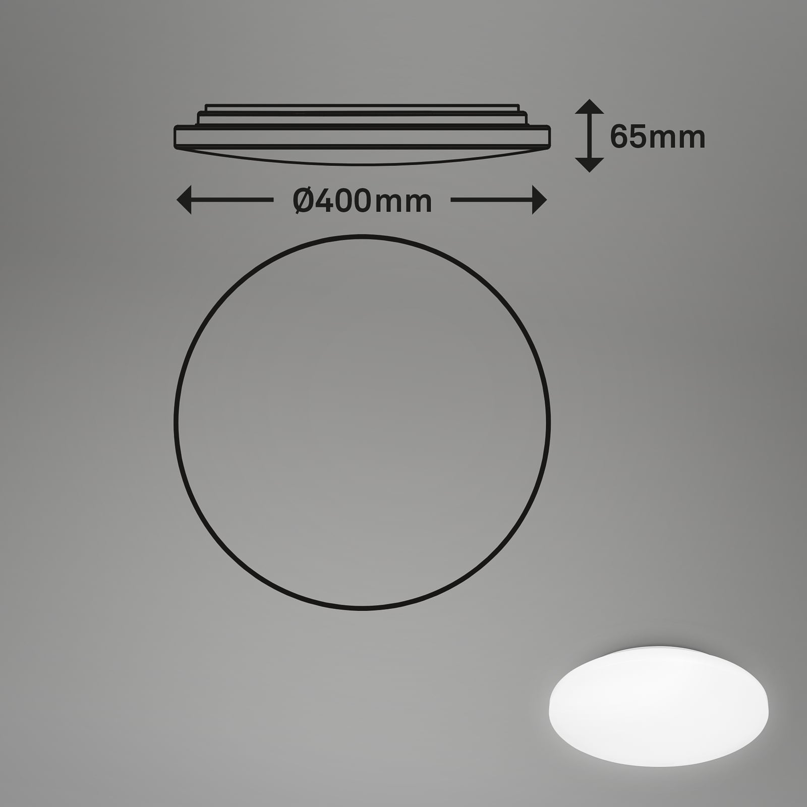 Nærbilde av LED taklampe Case hvit Ø40 cm