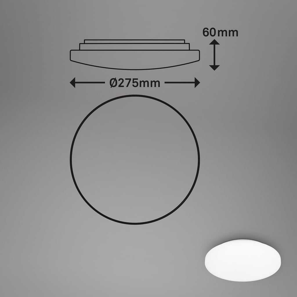 Nærbilde av LED taklampe Case hvit IP44 Ø28 cm 12W varmhvit