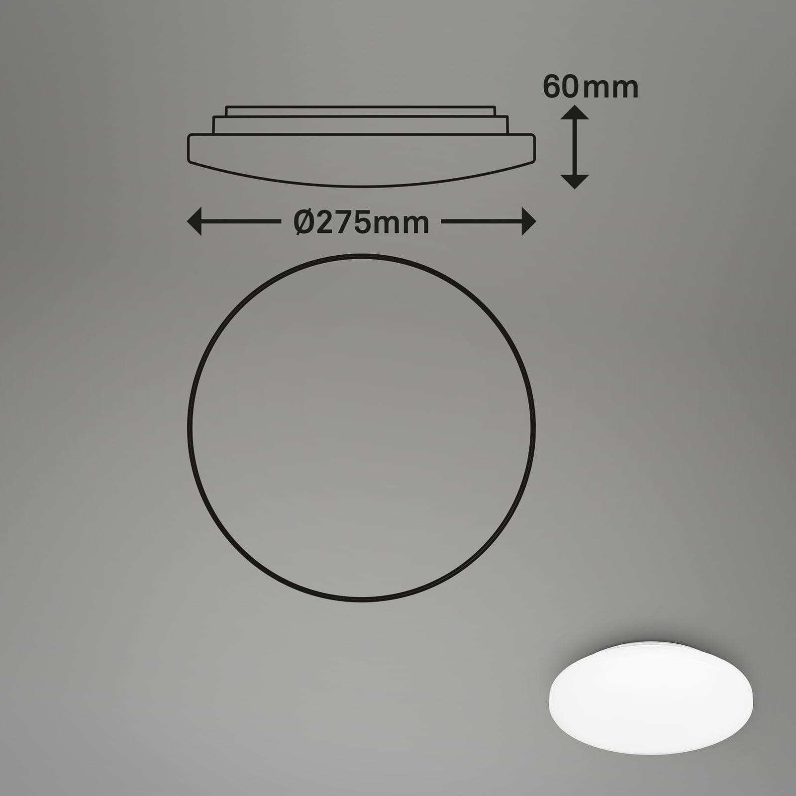 Nærbilde av LED taklampe Case hvit IP44 Ø28 cm 12W varmhvit