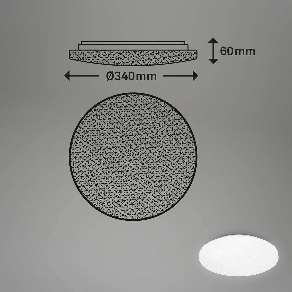 LED taklampe Case stjernehimmel hvit plast nærbilde av stjernehimmel effekt