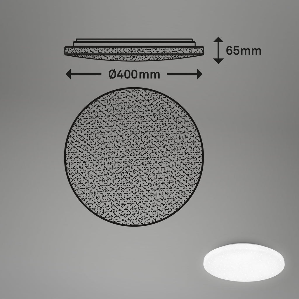 Nærbilde av stjernehimmel-effekt på LED taklampe Case