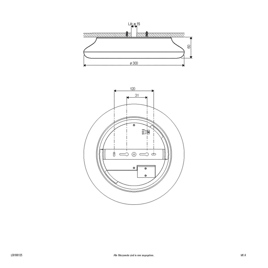 Bakside av LED taklampe Catino CCT hvit Ø30 cm 18W IP54