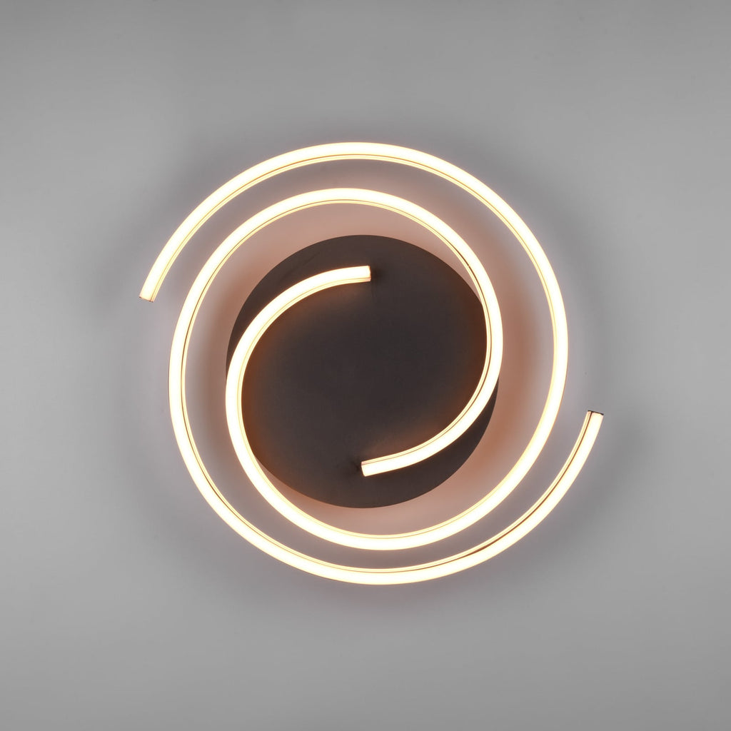 LED taklampe Caya dimbar messing/svart Ø50 cm bakside