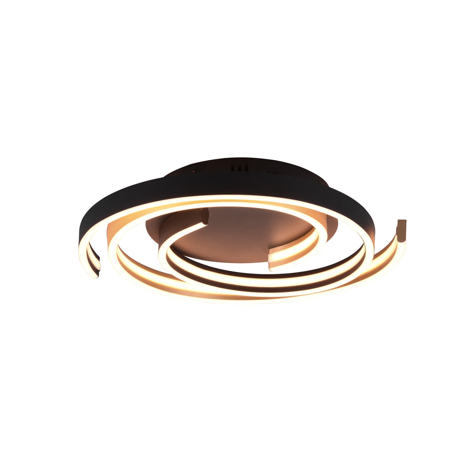 LED taklampe Caya dimbar messing/svart Ø50 cm detalj av dimmer
