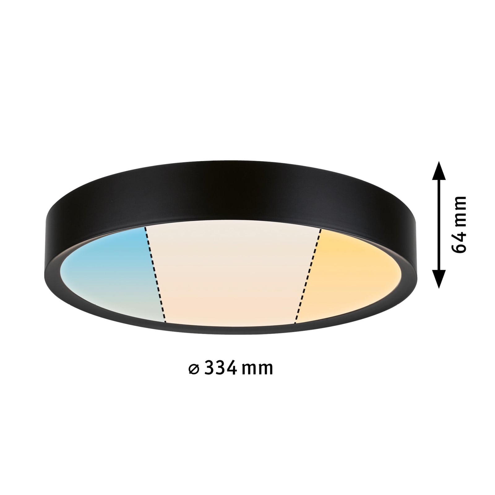 LED taklampe CCT 3-trinns svart Ø33 cm IP44 Paulmann montert