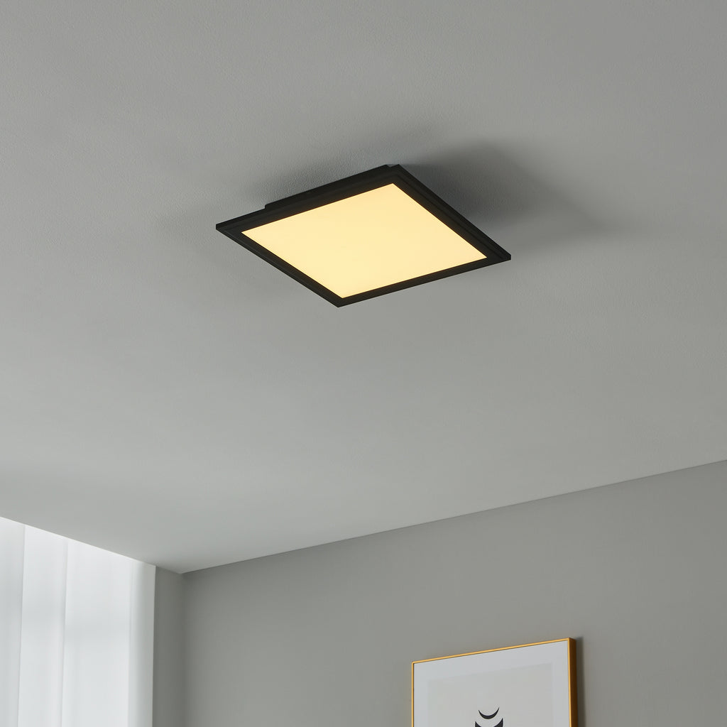 LED taklampe CCT dimbar 30x30 cm svart Bluetooth - EGLO connect bakside