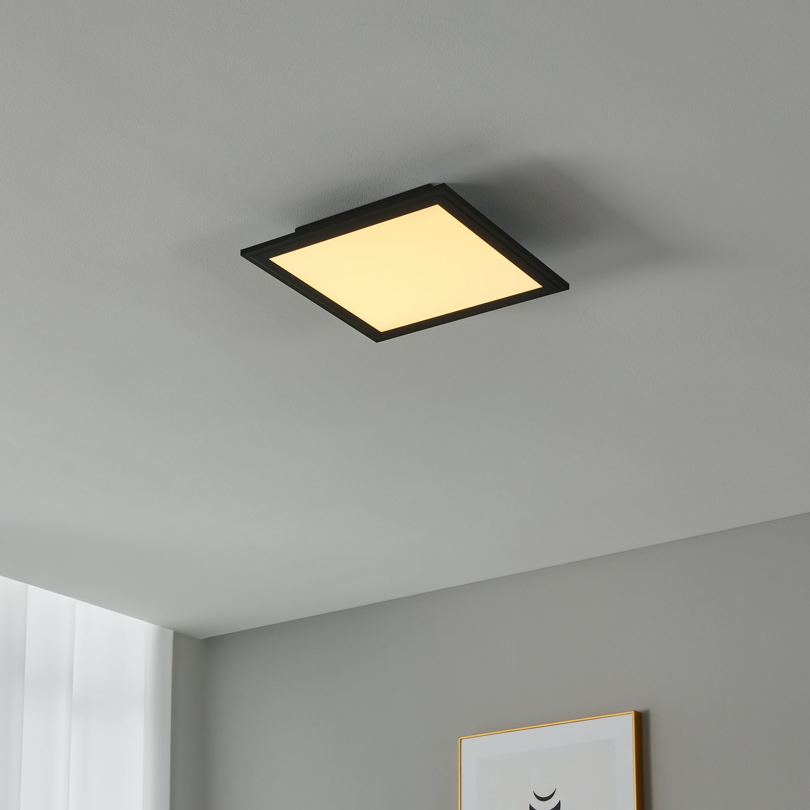 LED taklampe CCT dimbar 30x30 cm svart Bluetooth - EGLO connect bakside