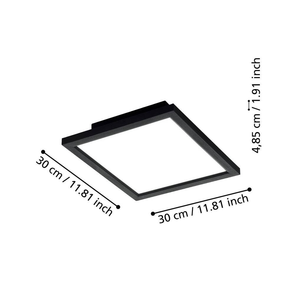 LED taklampe CCT dimbar 30x30 cm svart Bluetooth - EGLO connect detalj av ramme
