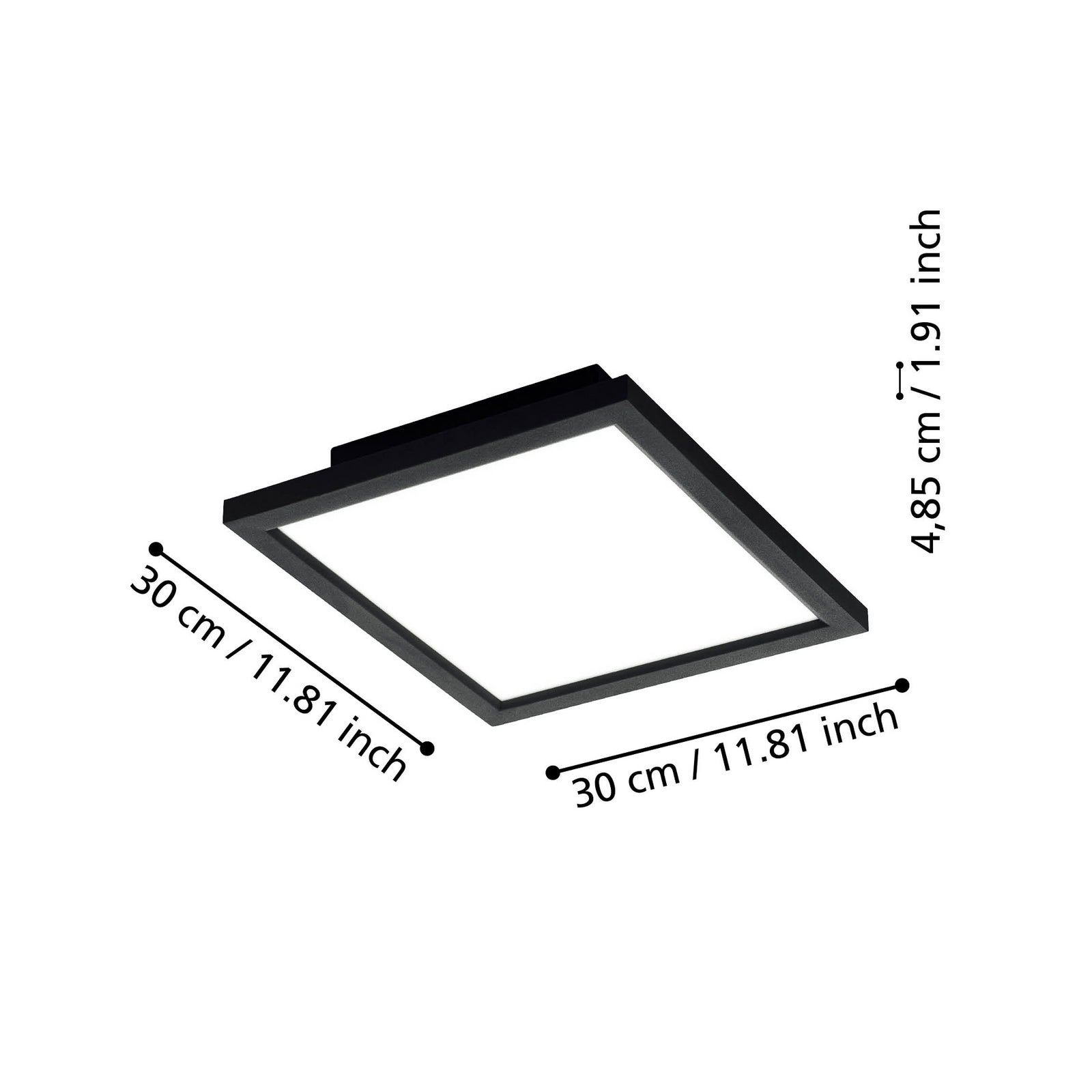 LED taklampe CCT dimbar 30x30 cm svart Bluetooth - EGLO connect detalj av ramme