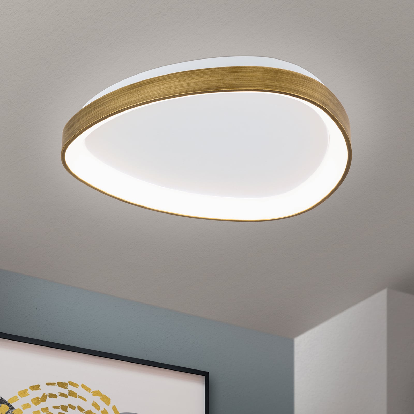 LED taklampe Charlie opalhvit Ø45 cm varmhvit forfra
