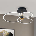 LED taklampe Charlotte 3 ringer svart/gull forfra
