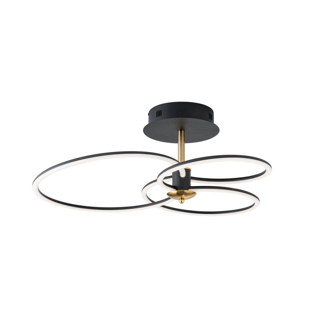 LED taklampe Charlotte 3 ringer svart/gull detalj av ringer
