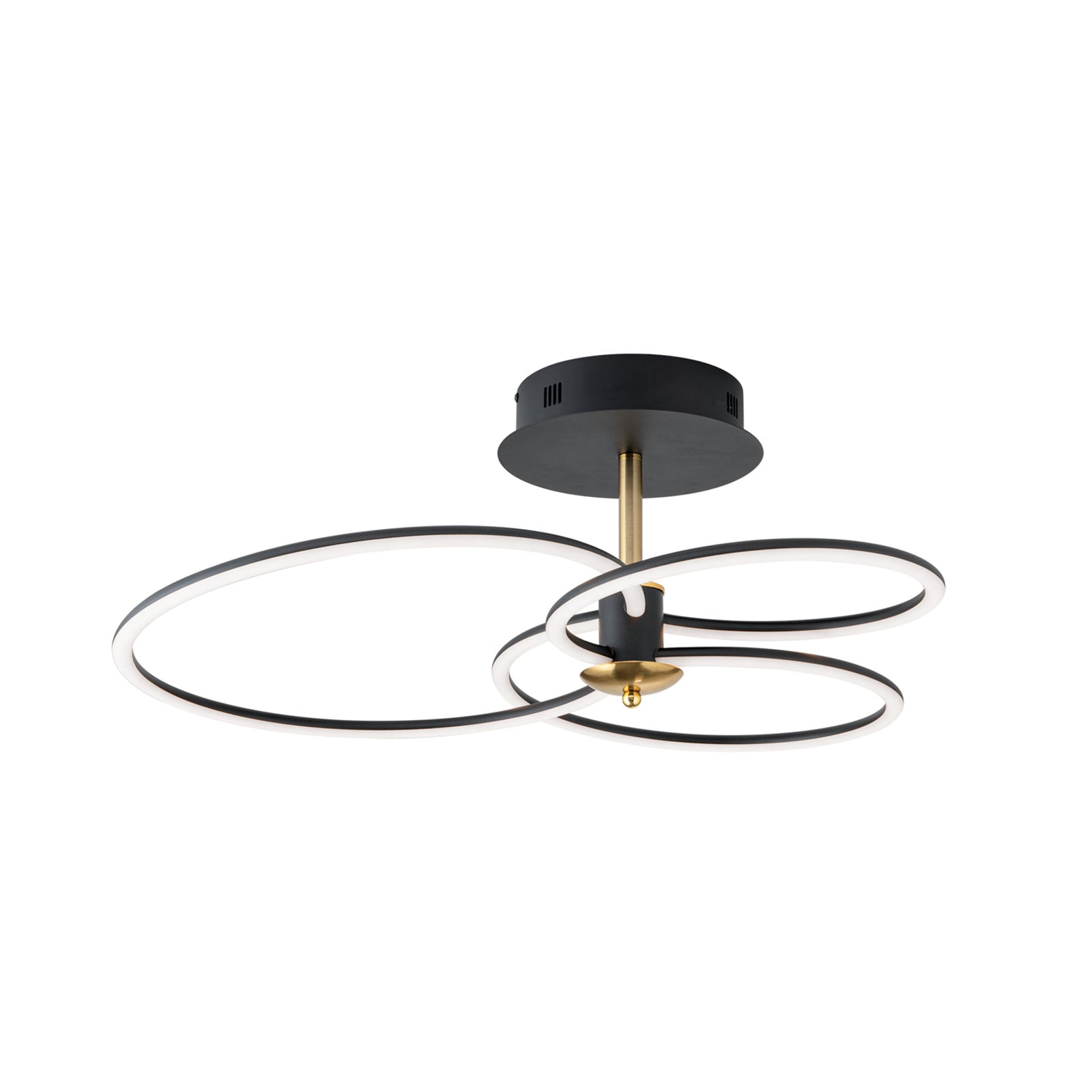 LED taklampe Charlotte 3 ringer svart/gull detalj av ringer