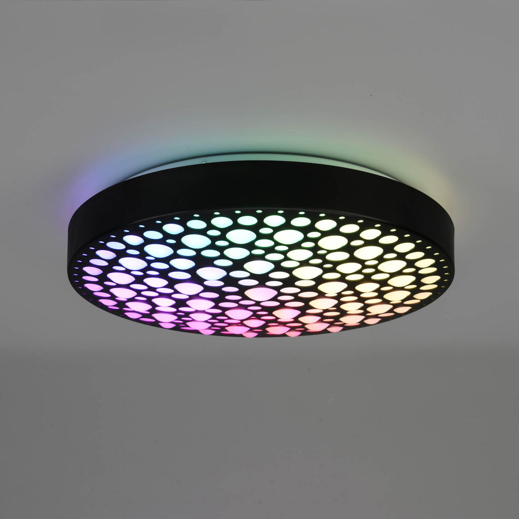 LED taklampe Chizu dimbar RGB Ø40,5 cm svart med fjernkontroll forfra