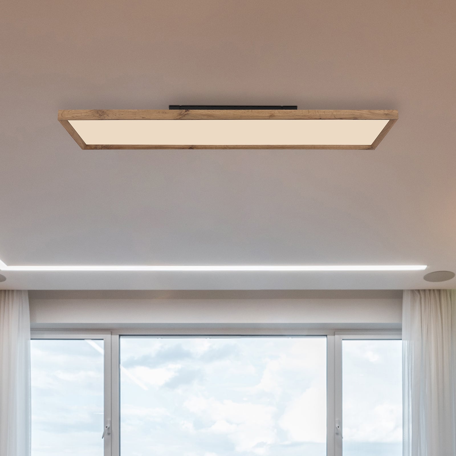 LED taklampe Cinderella MDF-tre CCT 120x30 cm 36W detalj