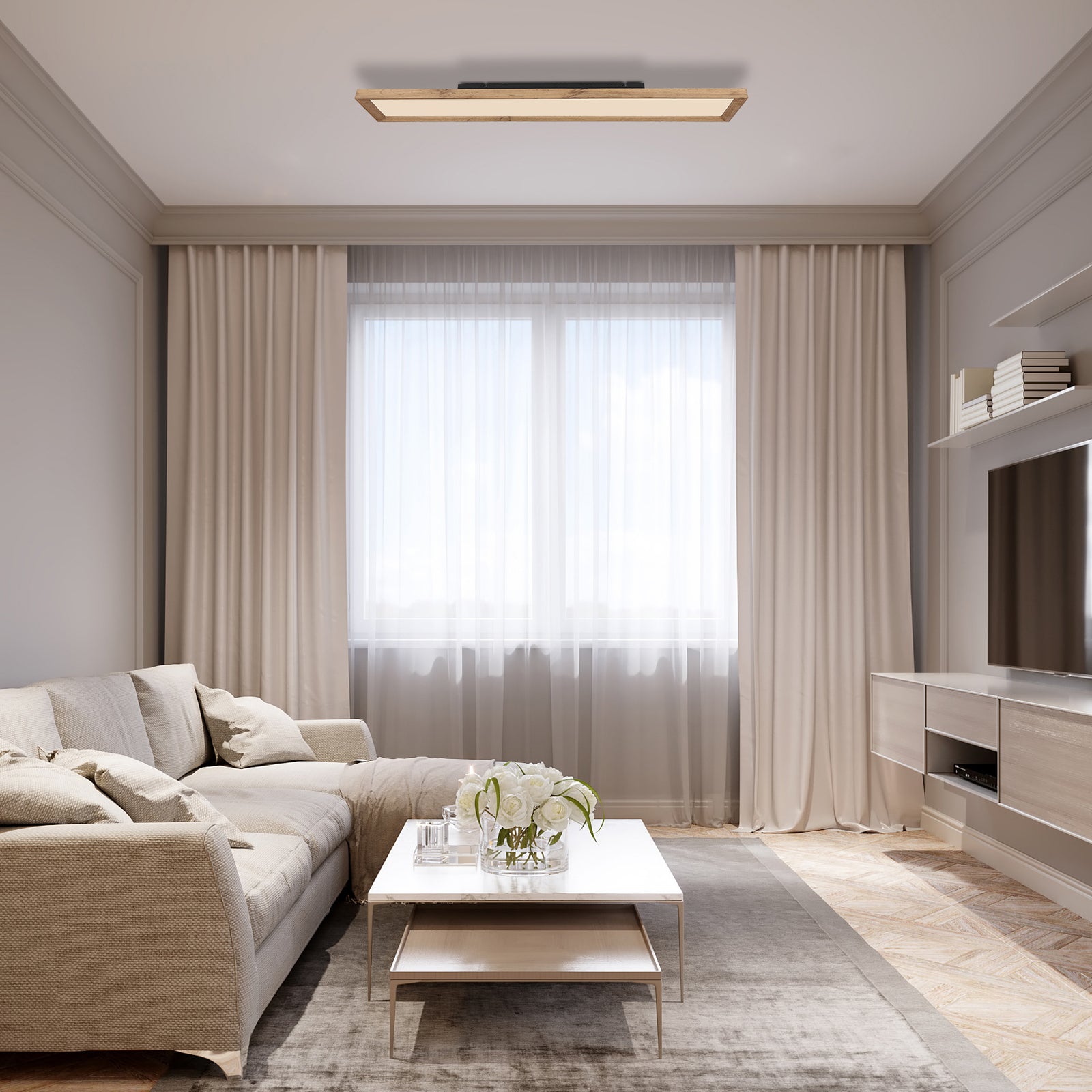 LED taklampe Cinderella tre CCT 80x20 cm 24W detalj av ramme