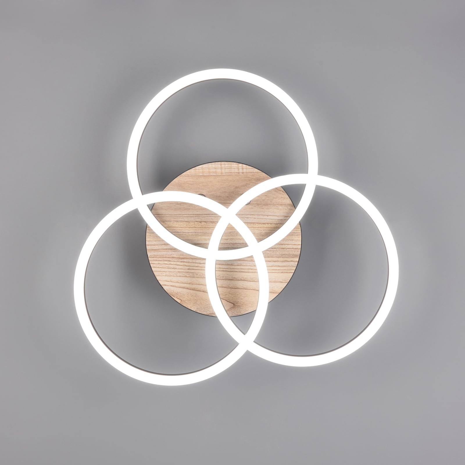 Sidebilde av LED taklampe Circle 3-lys tre/svart dimbar CCT 27W - Reality Leuchten
