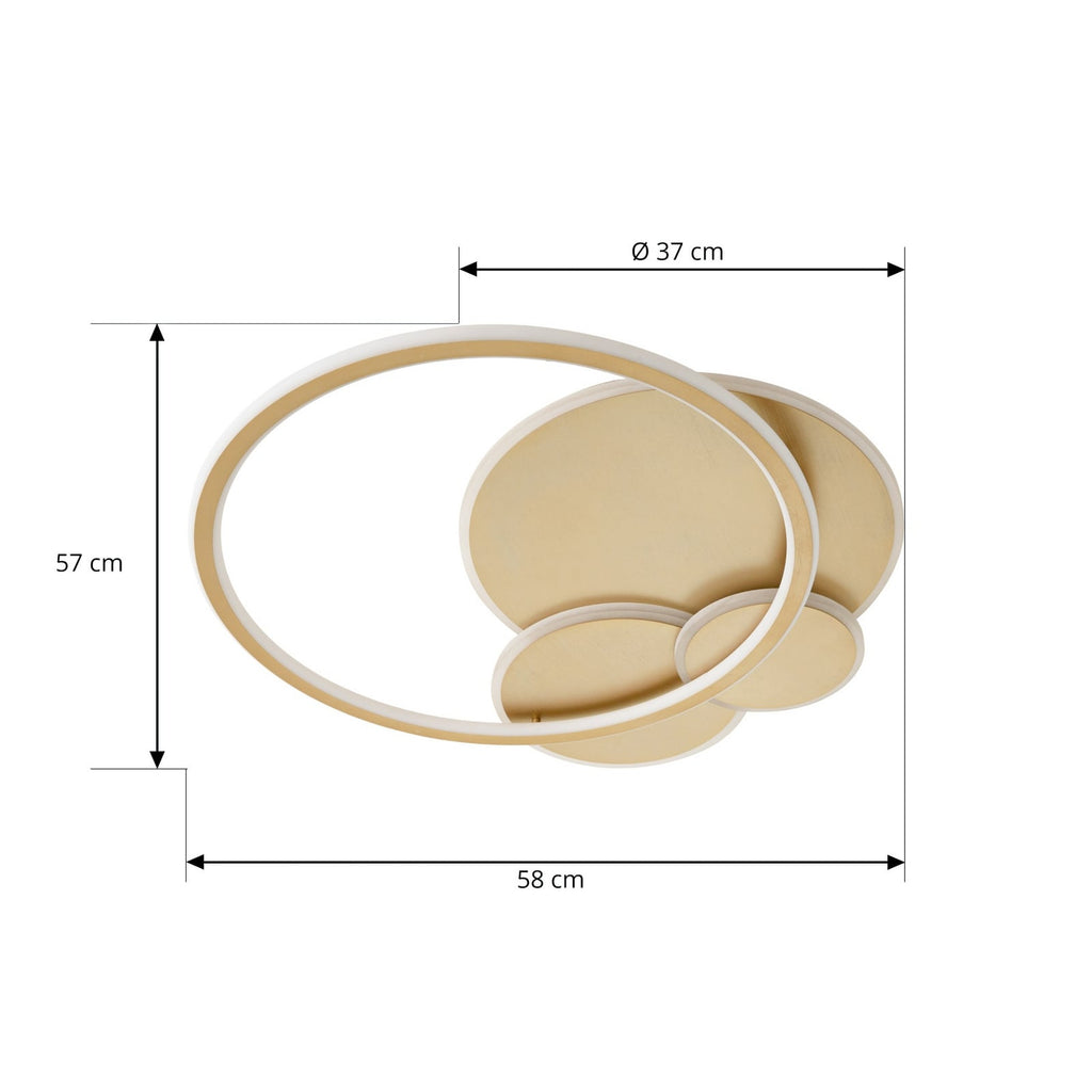 Nærbilde av LED taklampe Circulo gull 60 cm lysring