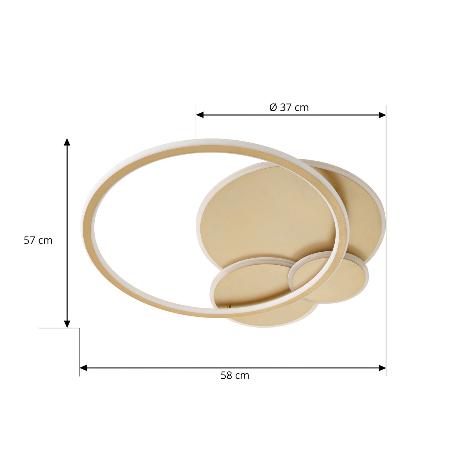 Nærbilde av LED taklampe Circulo gull 60 cm lysring