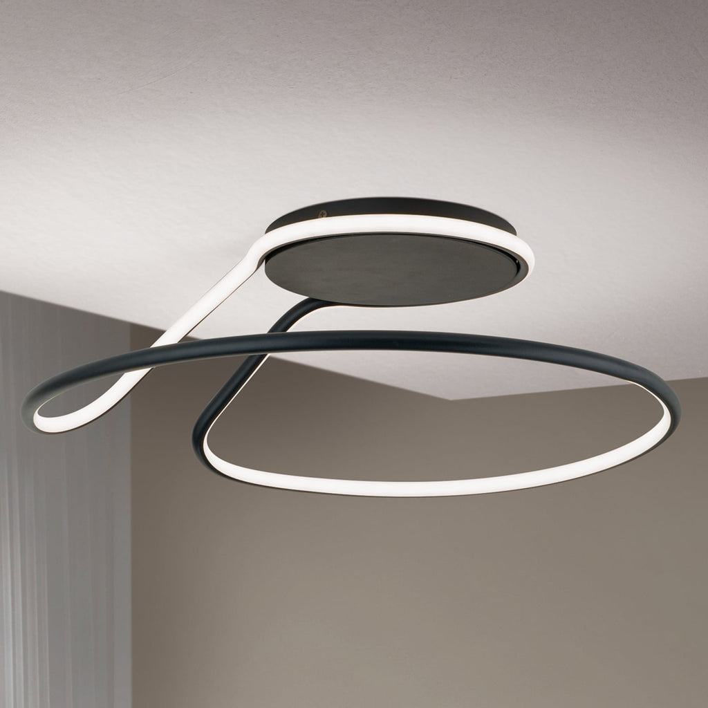 LED taklampe Claire dimbar svart aluminium Ø50 cm forfra