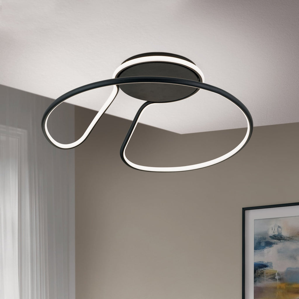 LED taklampe Claire dimbar svart aluminium Ø50 cm bakside