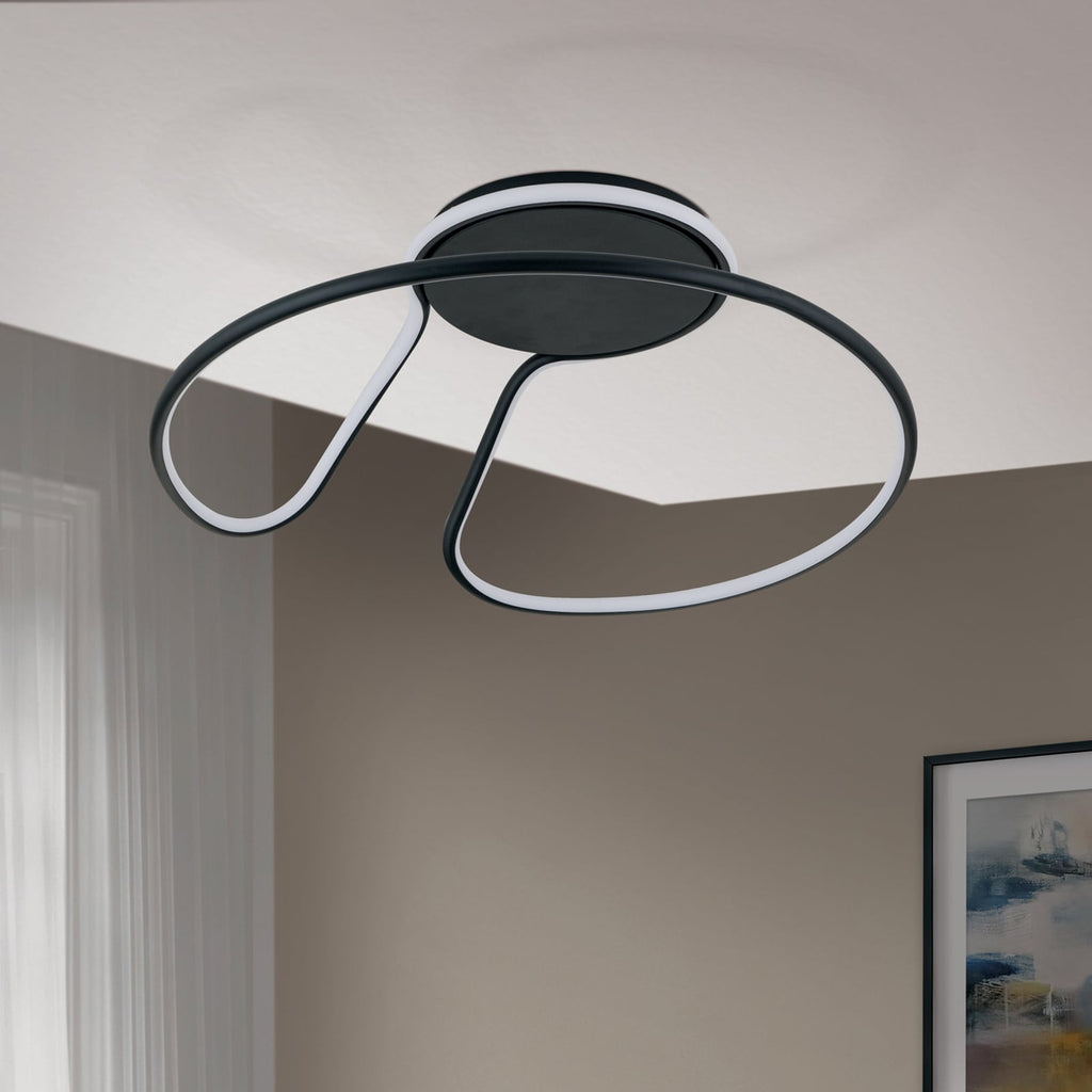 LED taklampe Claire dimbar svart aluminium Ø50 cm detalj