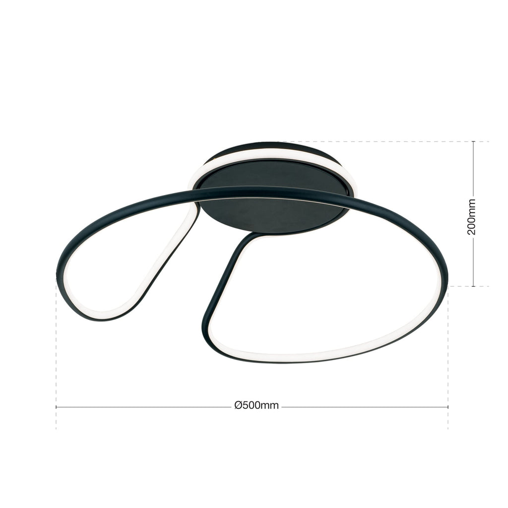 LED taklampe Claire dimbar svart aluminium Ø50 cm nærbilde