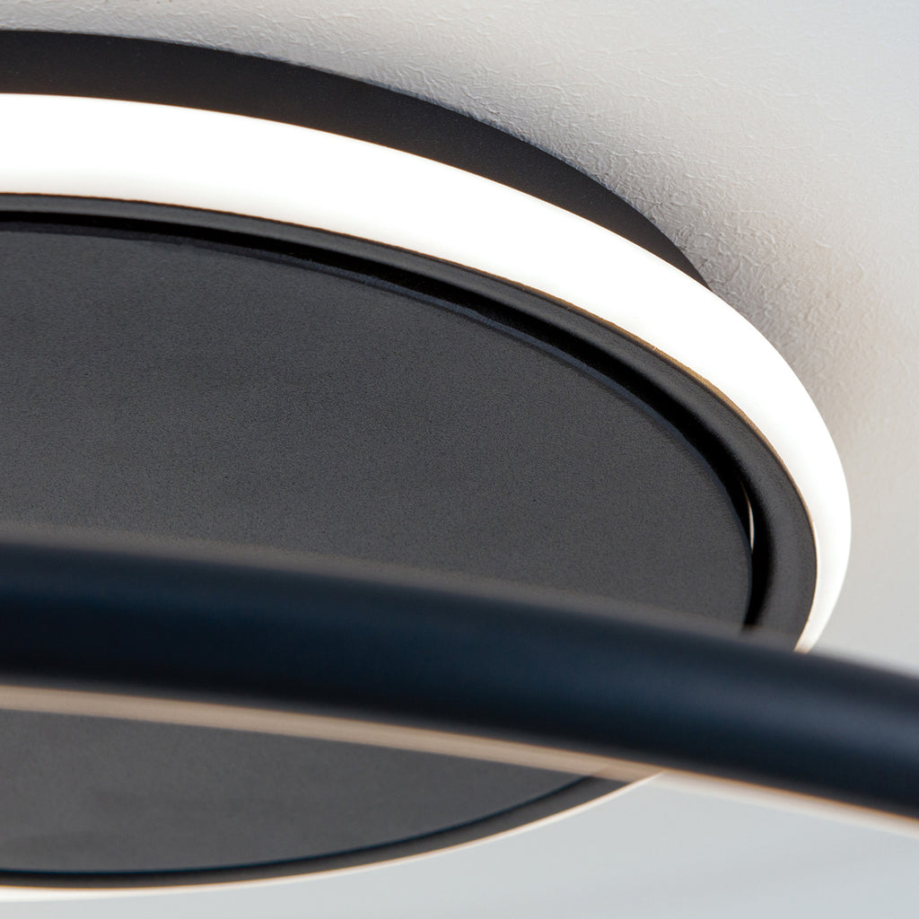 LED taklampe Claire dimbar svart aluminium Ø50 cm sideprofil
