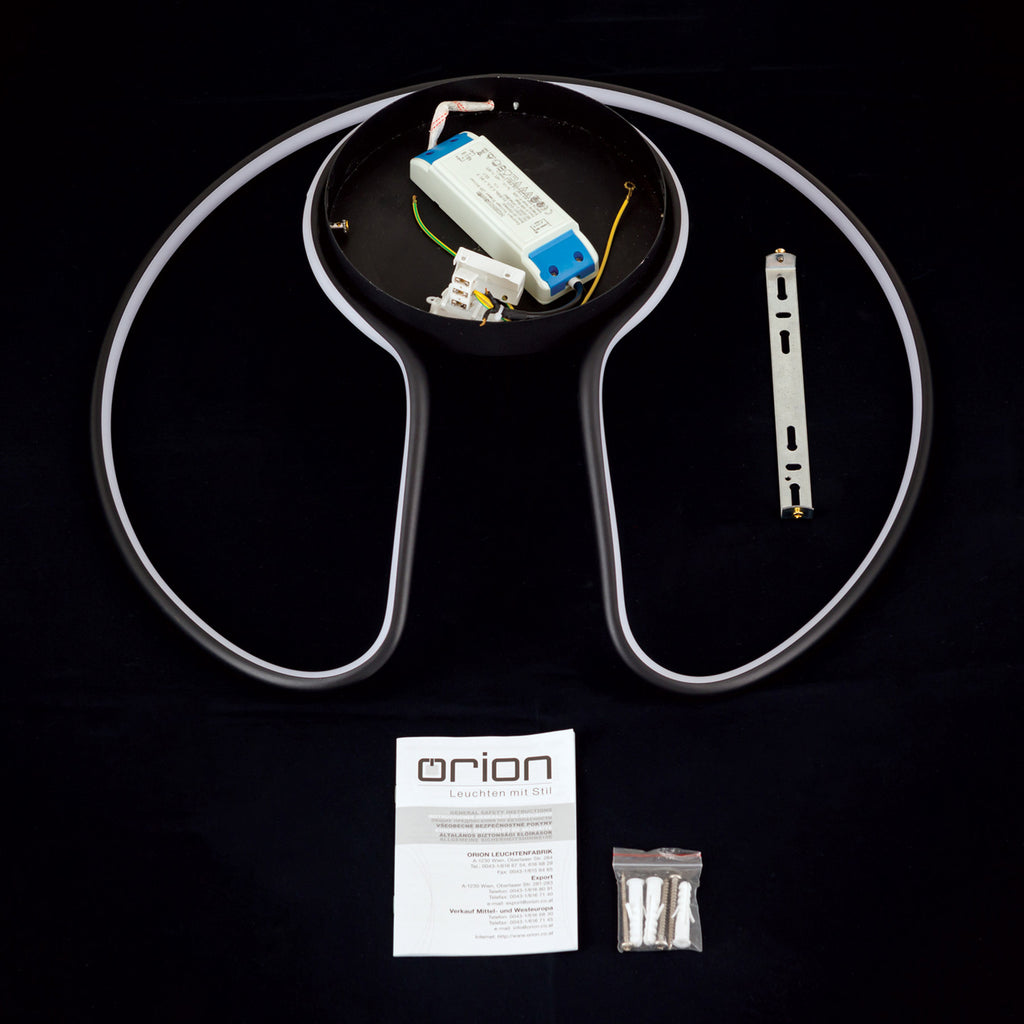 LED taklampe Claire dimbar svart aluminium Ø50 cm med dimmerfunksjon