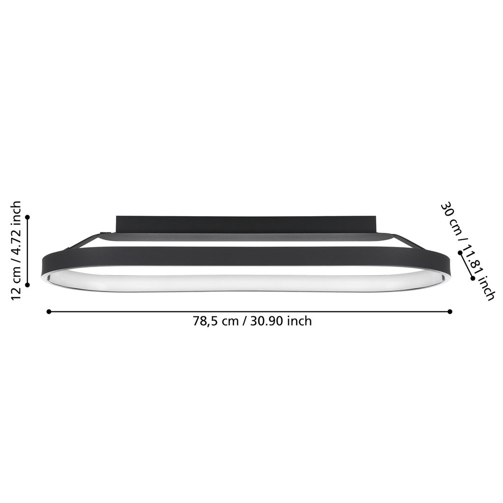 LED-taklampe Codriales svart dimbar 79 cm 27W detalj