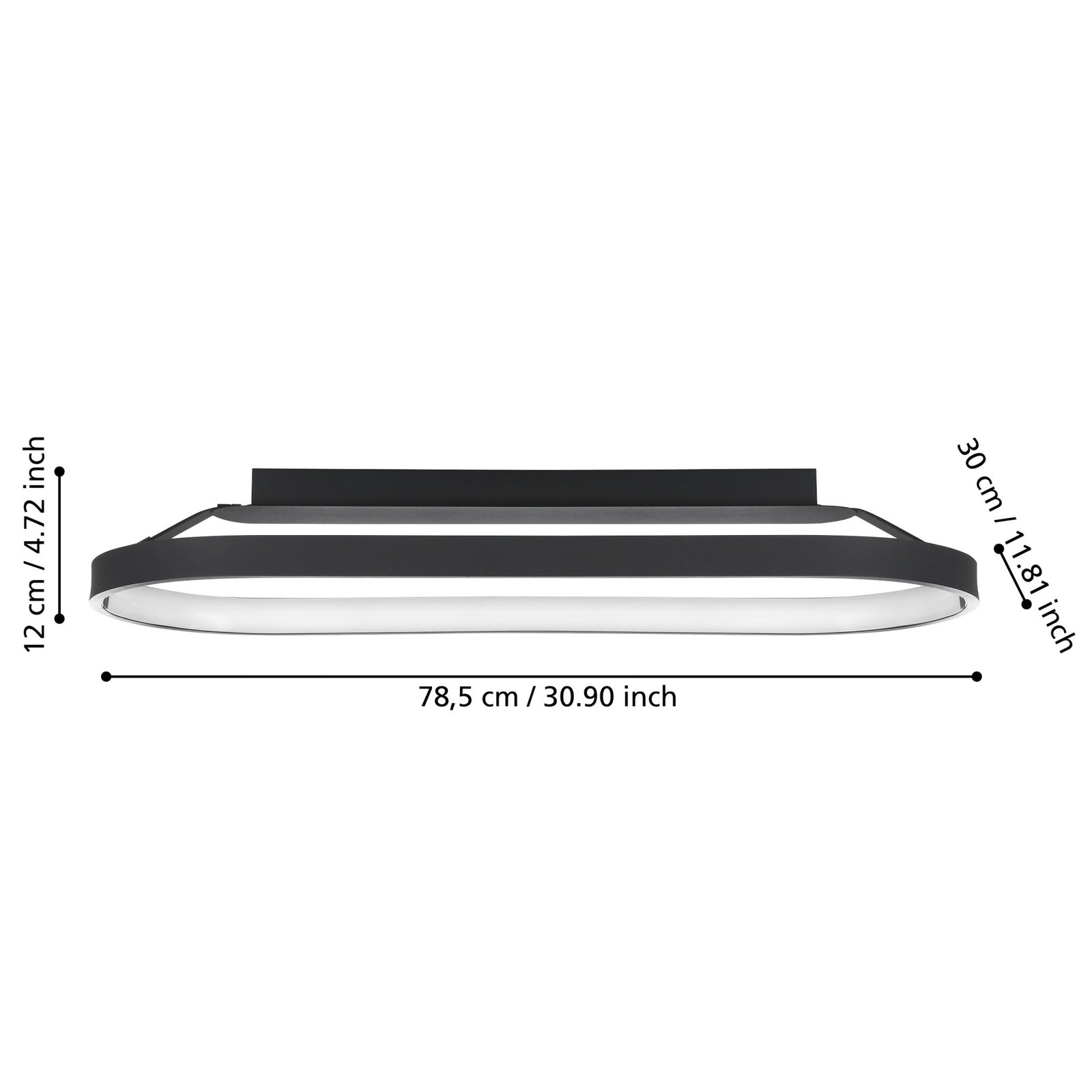LED-taklampe Codriales svart dimbar 79 cm 27W detalj