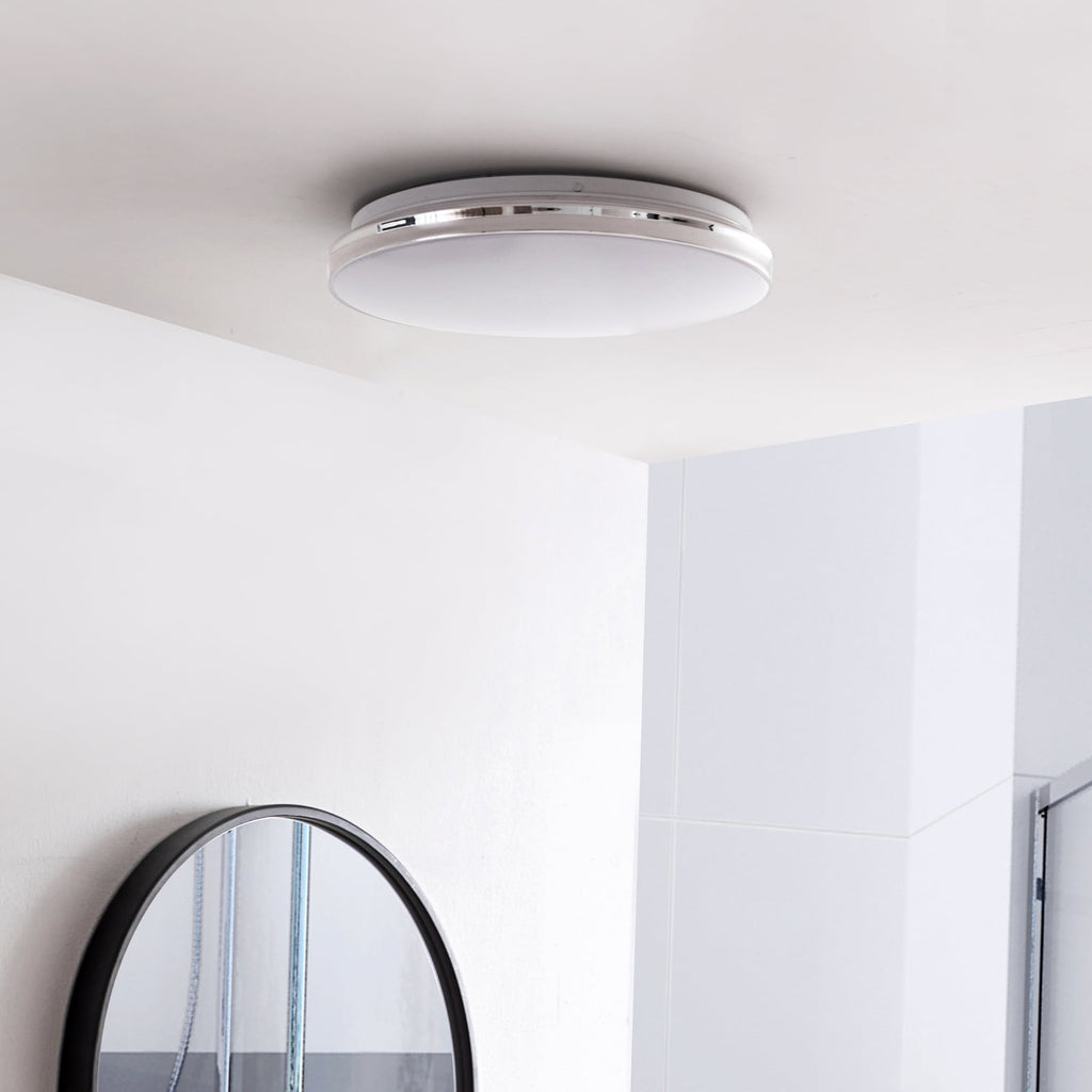 LED taklampe Comora hvit/krom Ø35 cm bakside