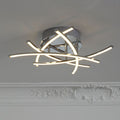 LED taklampe Cross 5-lys krom Ø50 cm CCT dimbar med fjernkontroll forfra