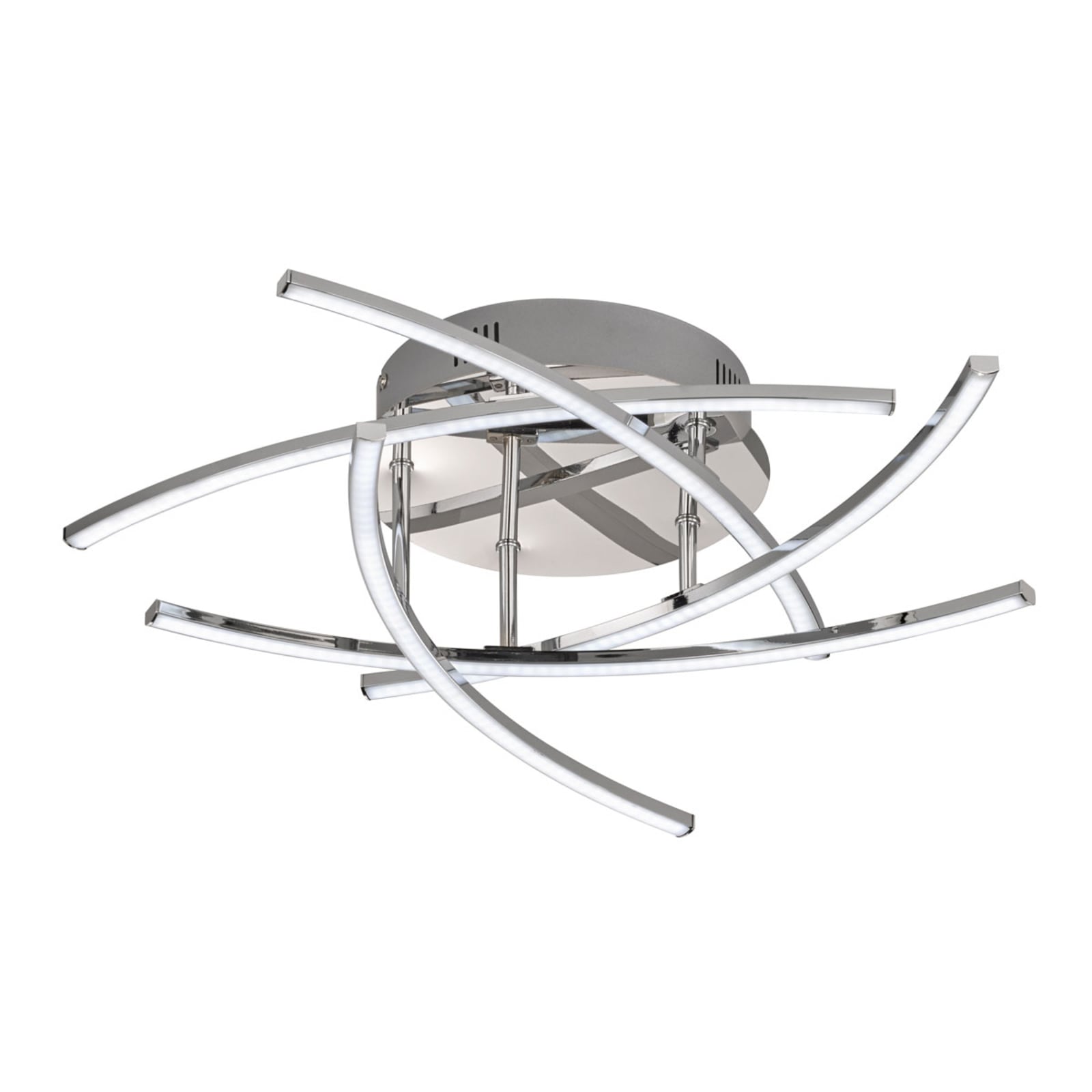 Detalj av LED taklampe Cross 5-lys krom Ø50 cm CCT dimbar med fjernkontroll